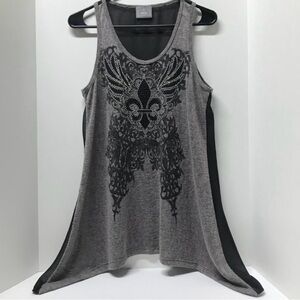 Vocal Rhinestone Embellished Fleur-de-lis Tank Top